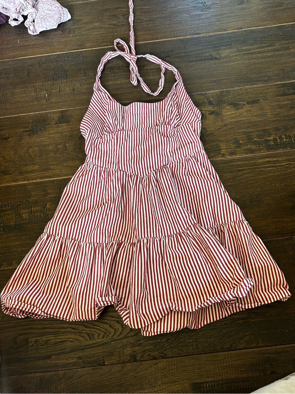 wild fable Red and White Striped Halter Mini Dress